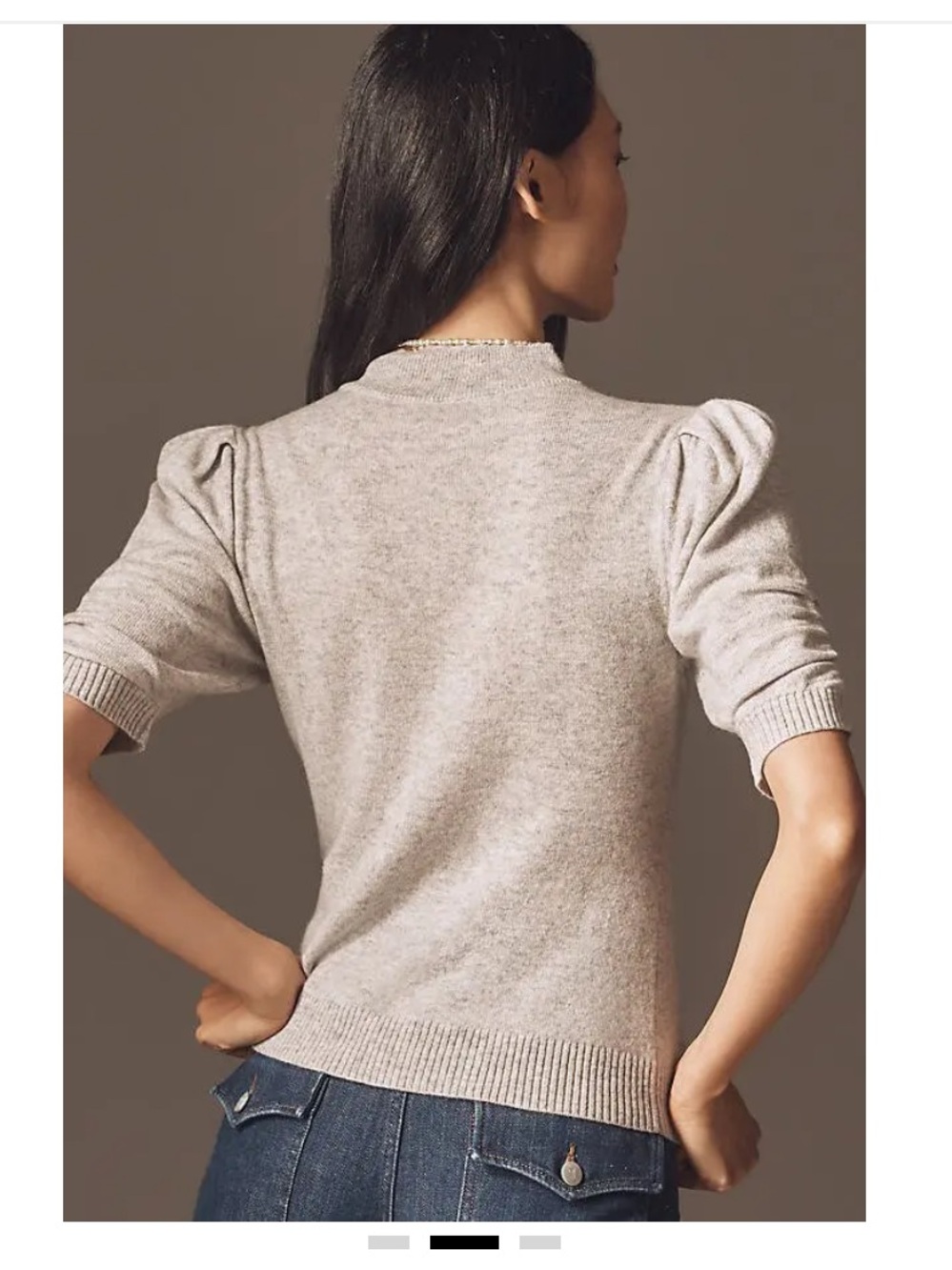 Anthropologie Wool Cashmere Puff-Sleeve Mock-Neck Sweater NWT - Picture 2 of 4
